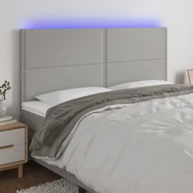 Headboard with LED lights light gray fabric 180x5x118/128 cm by , Headboards and footboards - Ref: Foro24-3122298, Price: 98,...
