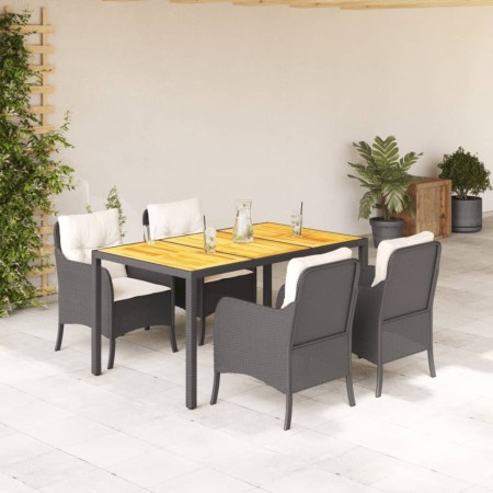Set de muebles jardín 5 pzas con cojines ratán sintético negro en Conjuntos de jardín | Comprar online en Foru.es