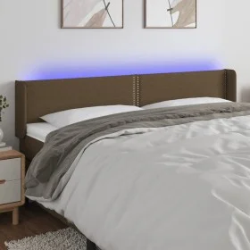 Cabecero con LED de tela marrón oscuro 163x16x78/88 cm de , Cabeceros y pies de cama - Ref: Foro24-3123105, Precio: 61,08 €, ...