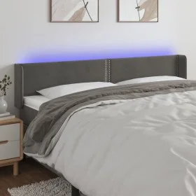 Cabecero con LED de terciopelo gris oscuro 163x16x78/88 cm de , Cabeceros y pies de cama - Ref: Foro24-3123151, Precio: 72,55...