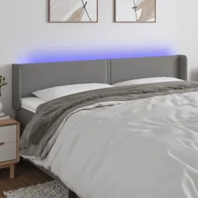 Dark gray fabric headboard with LED 183x16x78/88 cm by , Headboards and footboards - Ref: Foro24-3123111, Price: 66,08 €, Dis...