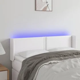 Cabecero con LED cuero sintético blanco 147x16x78/88 cm de , Cabeceros y pies de cama - Ref: Foro24-3123187, Precio: 74,05 €,...