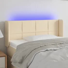 Cream fabric headboard with LED 83x16x78/88 cm by , Headboards and footboards - Ref: Foro24-3123215, Price: 54,80 €, Discount: %