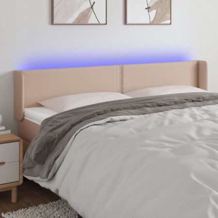 Cabecero con LED cuero sintético capuchino 183x16x78/88 cm de , Cabeceros y pies de cama - Ref: Foro24-3123203, Precio: 76,71...