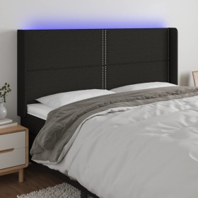 Cabecero con LED de tela negro 183x16x118/128 cm de , Cabeceros y pies de cama - Ref: Foro24-3123924, Precio: 110,86 €, Descu...