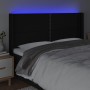 Cabecero con LED de tela negro 183x16x118/128 cm de , Cabeceros y pies de cama - Ref: Foro24-3123924, Precio: 110,86 €, Descu...