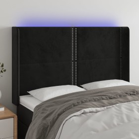 Cabecero con LED de terciopelo negro 147x16x118/128 cm de , Cabeceros y pies de cama - Ref: Foro24-3123958, Precio: 106,64 €,...