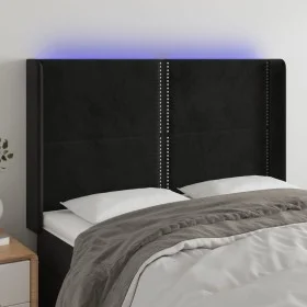 Cabecero con LED de terciopelo negro 147x16x118/128 cm de , Cabeceros y pies de cama - Ref: Foro24-3123958, Precio: 118,33 €,...