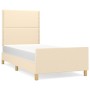 Estructura de cama con cabecero de tela color crema 100x200 cm de , Camas y somieres - Ref: Foro24-3124957, Precio: 119,57 €,...