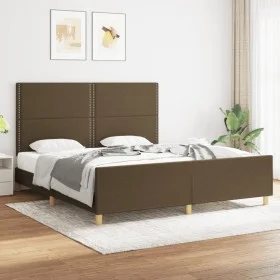 Bettgestell mit Kopfteil aus braunem Stoff 180x200 cm von , Betten und Lattenroste - Ref: Foro24-3124995, Preis: 207,96 €, Ra...