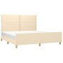 Estructura de cama con cabecero de tela color crema 180x200 cm de , Camas y somieres - Ref: Foro24-3124997, Precio: 247,66 €,...