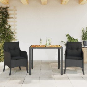 Set comedor de jardín 3 pzas con cojines ratán sintético negro en Conjuntos de jardín | Comprar online en Foru.es