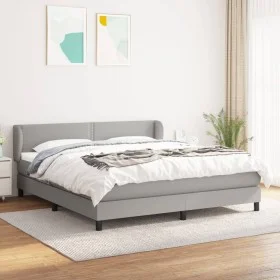 Box spring bed with light gray fabric mattress 160x200 cm by , Beds and slatted bases - Ref: Foro24-3126173, Price: 480,02 €,...