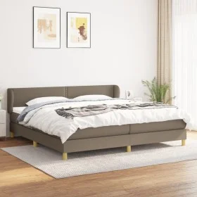 Box spring bed with taupe gray fabric mattress 200x200 cm by , Beds and slatted bases - Ref: Foro24-3126753, Price: 614,20 €,...