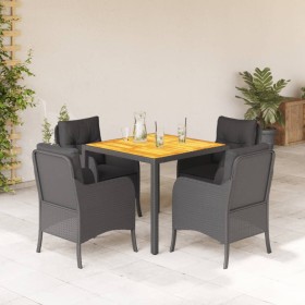 Set de muebles jardín 5 pzas con cojines ratán sintético negro en Conjuntos de jardín | Comprar online en Foru.es
