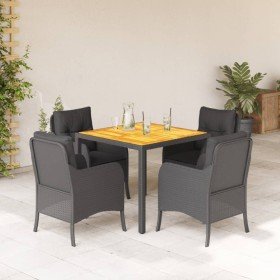 Set de muebles jardín 5 pzas con cojines ratán sintético negro en Conjuntos de jardín | Comprar online en Foru.es