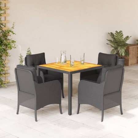 Set de muebles jardín 5 pzas con cojines ratán sintético negro en Conjuntos de jardín | Comprar online en Foru.es