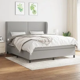 Cama box spring con colchón tela gris claro 160x200 cm de , Camas y somieres - Ref: Foro24-3127893, Precio: 534,84 €, Descuen...