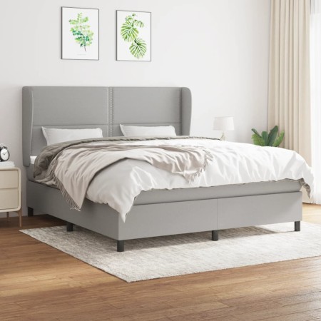 Cama box spring con colchón tela gris claro 160x200 cm de , Camas y somieres - Ref: Foro24-3127893, Precio: 552,39 €, Descuen...