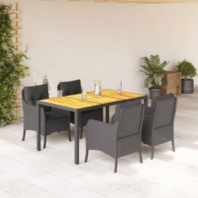 Set de muebles jardín 5 pzas con cojines ratán sintético negro en Conjuntos de jardín | Comprar online en Foru.es
