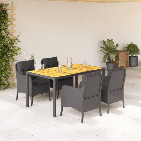 Set de muebles jardín 5 pzas con cojines ratán sintético negro en Conjuntos de jardín | Comprar online en Foru.es