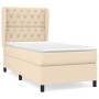 Cama box spring con colchón tela color crema 80x200 cm de , Camas y somieres - Ref: Foro24-3128162, Precio: 359,25 €, Descuen...