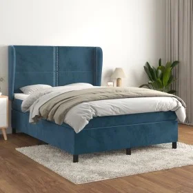 Boxspringbett mit dunkelblauer Samtmatratze 140x190 cm von , Betten und Lattenroste - Ref: Foro24-3129151, Preis: 502,30 €, R...