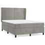 Cama box spring con colchón terciopelo gris claro 140x190 cm de , Camas y somieres - Ref: Foro24-3129147, Precio: 525,89 €, D...
