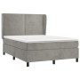 Cama box spring con colchón terciopelo gris claro 140x190 cm de , Camas y somieres - Ref: Foro24-3129147, Precio: 525,89 €, D...