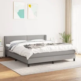 Box spring bed with light gray fabric mattress 160x200 cm by , Beds and slatted bases - Ref: Foro24-3129641, Price: 475,49 €,...