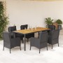 Set de comedor de jardín 7 pzas y cojines ratán sintético negro en Conjuntos de jardín | Comprar online en Foru.es