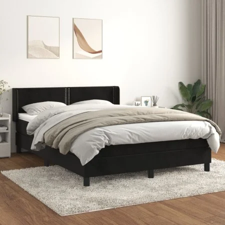 Box spring bed with black velvet mattress 140x190 cm by , Beds and slatted bases - Ref: Foro24-3130897, Price: 433,88 €, Disc...
