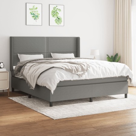 Cama box spring con colchón tela gris oscuro 160x200 cm de , Camas y somieres - Ref: Foro24-3131362, Precio: 564,57 €, Descue...