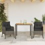 Set comedor de jardín 3 piezas con cojines ratán sintético gris en Conjuntos de jardín | Comprar online en Foru.es