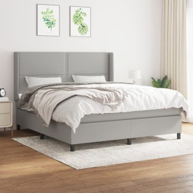 Cama box spring con colchón tela gris claro 180x200 cm de , Camas y somieres - Ref: Foro24-3131369, Precio: 580,46 €, Descuen...
