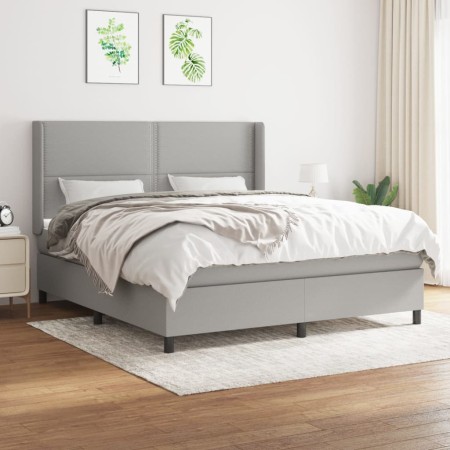 Cama box spring con colchón tela gris claro 180x200 cm de , Camas y somieres - Ref: Foro24-3131369, Precio: 580,46 €, Descuen...