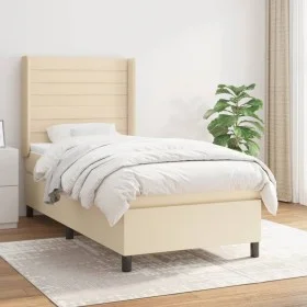 Box spring bed with cream fabric mattress 80x200 cm by , Beds and slatted bases - Ref: Foro24-3131470, Price: 328,74 €, Disco...