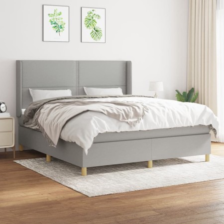 Cama box spring con colchón tela gris claro 160x200 cm de , Camas y somieres - Ref: Foro24-3131921, Precio: 538,09 €, Descuen...
