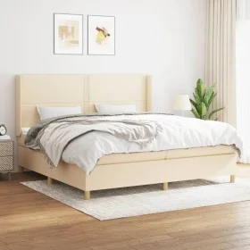 Box spring bed with cream fabric mattress 200x200 cm by , Beds and slatted bases - Ref: Foro24-3131942, Price: 607,01 €, Disc...