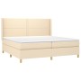 Cama box spring con colchón tela color crema 200x200 cm de , Camas y somieres - Ref: Foro24-3131942, Precio: 594,85 €, Descue...