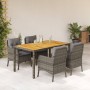 Set comedor de jardín 5 piezas con cojines ratán sintético gris en Conjuntos de jardín | Comprar online en Foru.es