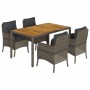 Set comedor de jardín 5 piezas con cojines ratán sintético gris en Conjuntos de jardín | Comprar online en Foru.es
