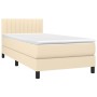 Cama box spring colchón y luces LED tela crema 80x200 cm de , Camas y somieres - Ref: Foro24-3133274, Precio: 304,06 €, Descu...