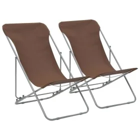 Sillas de playa plegables 2 unidades acero y tela oxford marrón de vidaXL, Sillas de jardín - Ref: Foro24-44362, Precio: 68,2...