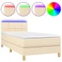 Box spring bed with mattress and LED cream fabric 80x200 cm by , Beds and slatted bases - Ref: Foro24-3133674, Price: 290,01 ...