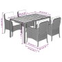 Set comedor de jardín 5 piezas con cojines ratán sintético gris en Conjuntos de jardín | Comprar online en Foru.es