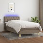 Cama box spring con colchón LED tela gris taupe 80x200 cm de , Camas y somieres - Ref: Foro24-3133913, Precio: 304,42 €, Desc...