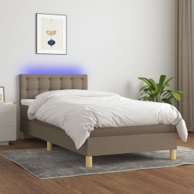 Cama box spring con colchón LED tela gris taupe 80x200 cm de , Camas y somieres - Ref: Foro24-3133993, Precio: 298,71 €, Desc...