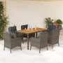 Set comedor jardín 7 pzas y cojines ratán sintético gris en Conjuntos de jardín | Comprar online en Foru.es