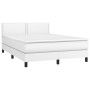 Cama box spring colchón y LED cuero sintético blanco 140x190 cm de , Camas y somieres - Ref: Foro24-3134160, Precio: 464,02 €...
